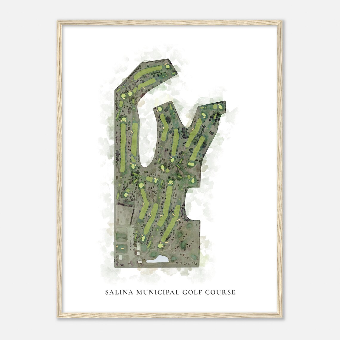 Salina Municipal Golf Course Classic Watercolor Aerial Map Poster - Image 2