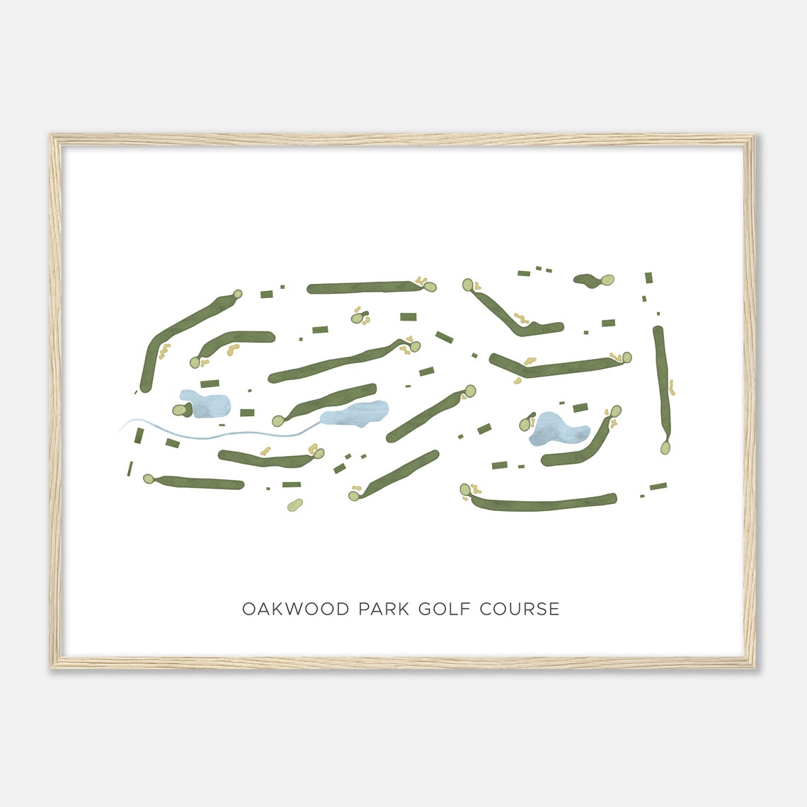 Oakwood Park Golf Course Minimalist Watercolor Fairway Map Poster - Image 2