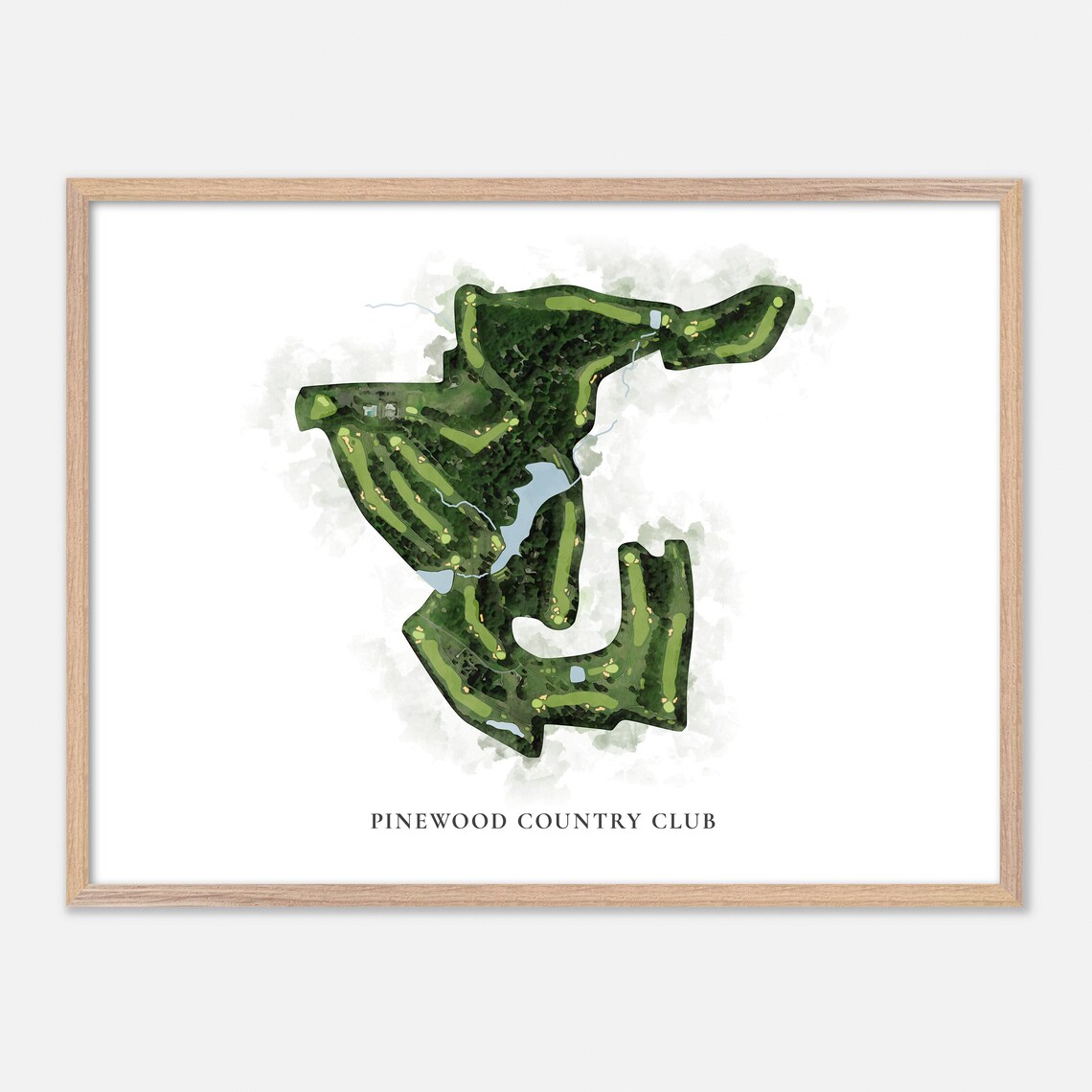 Pinewood Country Club North Carolina Classic Watercolor Map Poster