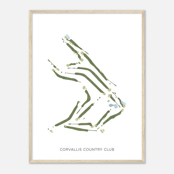 Corvallis Country Club Oregon Modern Watercolor Map Golfer Gift Golf Wall Art Golf Poster Print Course Layout