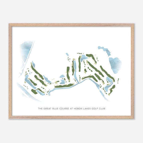 The Great Blue Course At Heron Lakes Golf Club In Portland Oregon Modern Watercolor Map Golfer Gift Golf Wall Art Golf Poster Print