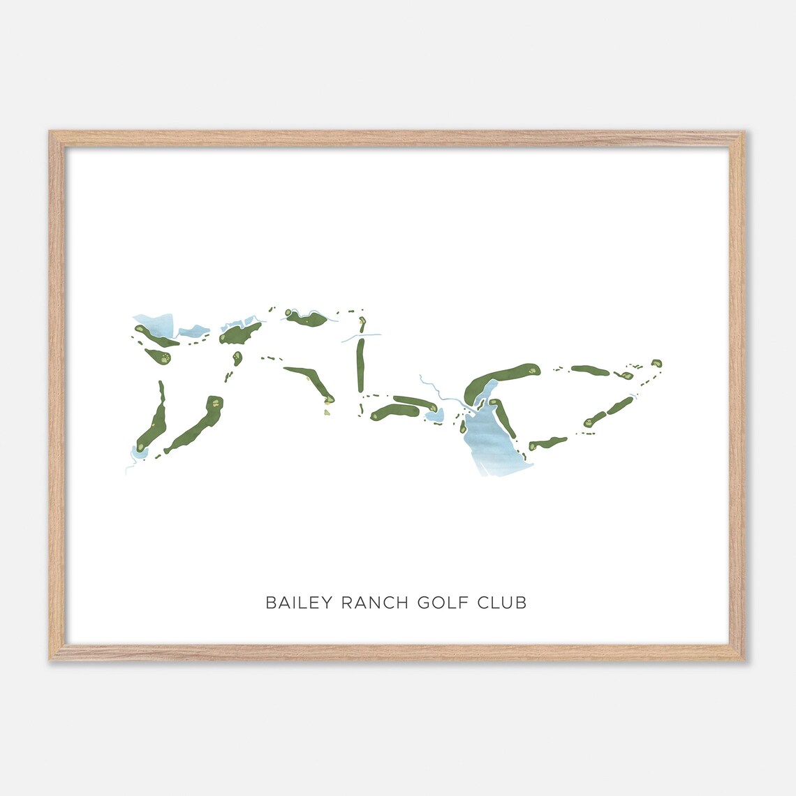 Bailey Ranch Golf Club In Owasso Oklahoma, Modern Watercolor Map