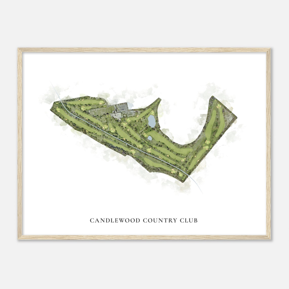 Candlewood Country Club Classic Watercolor Golf Course Map Poster