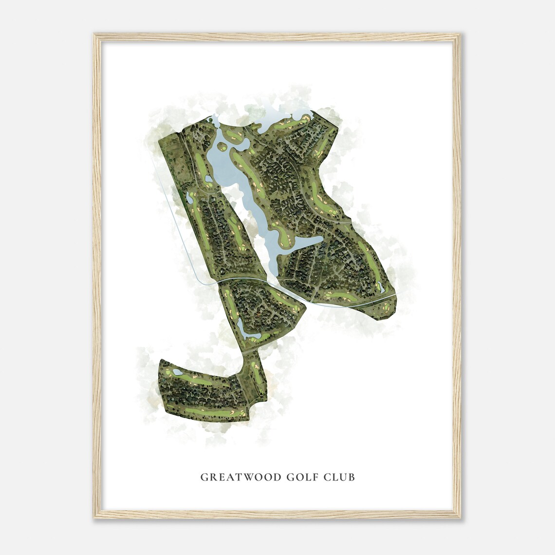 Greatwood Golf Club Elegant Watercolor Aerial Course Map Art Poster - Image 2