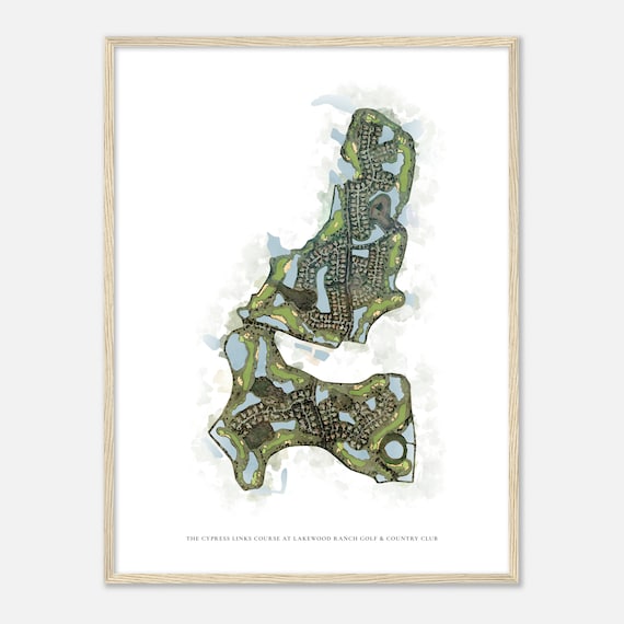 Cypress Links Course at Lakewood Ranch Florida Classic Watercolor Map Golf Poster