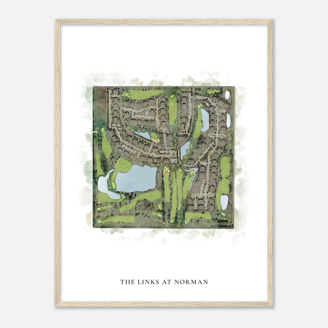 Links At Norman Aerial Golf Community Map Golfer Gift Office Poster