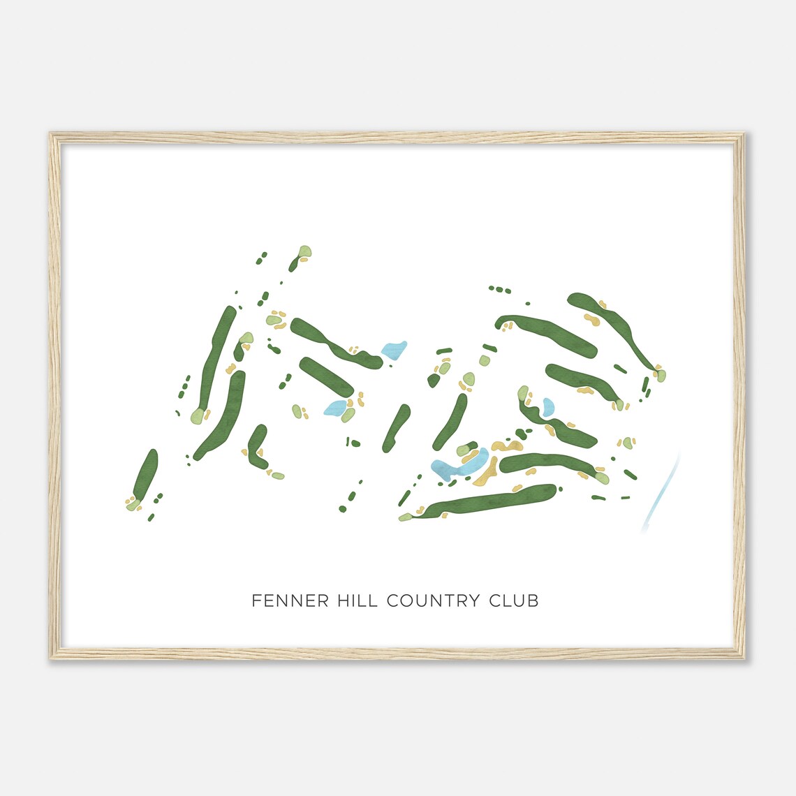 Fenner Hill Country Club Rhode Island Modern Watercolor Map Poster