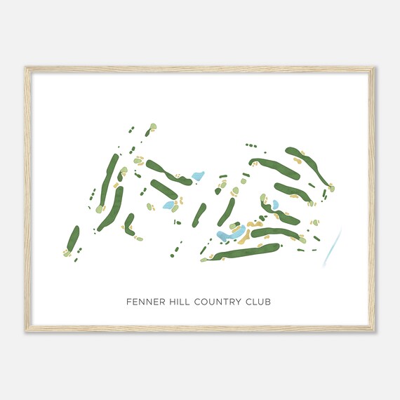 Fenner Hill Country Club Rhode Island Modern Watercolor Map Golfer Gift Golf Wall Art Golf Poster Print Course Layout