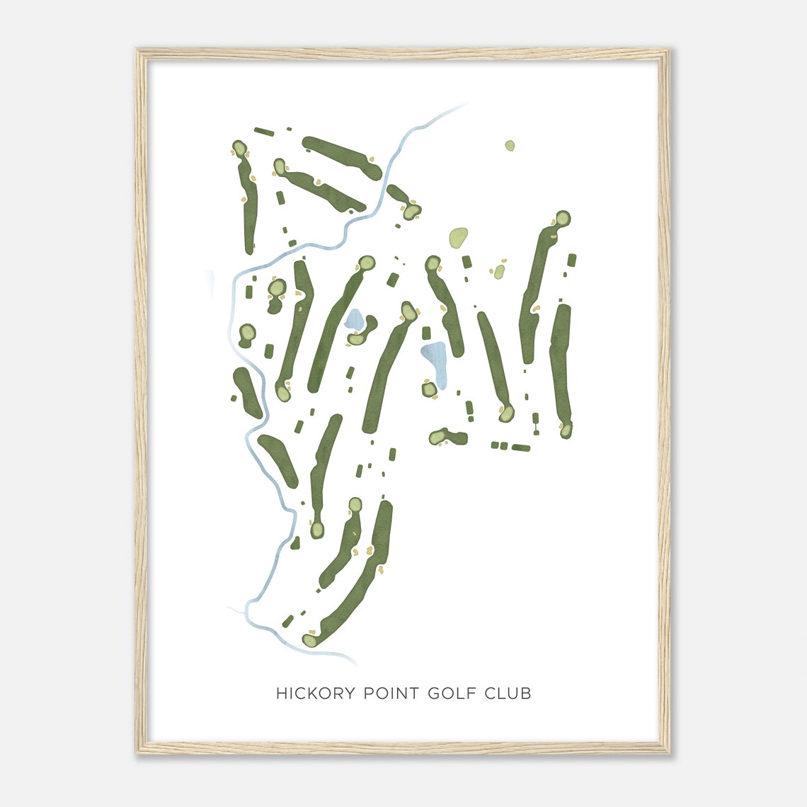 Hickory Point Golf Club Illinois Watercolor Fairway Map Gift Poster