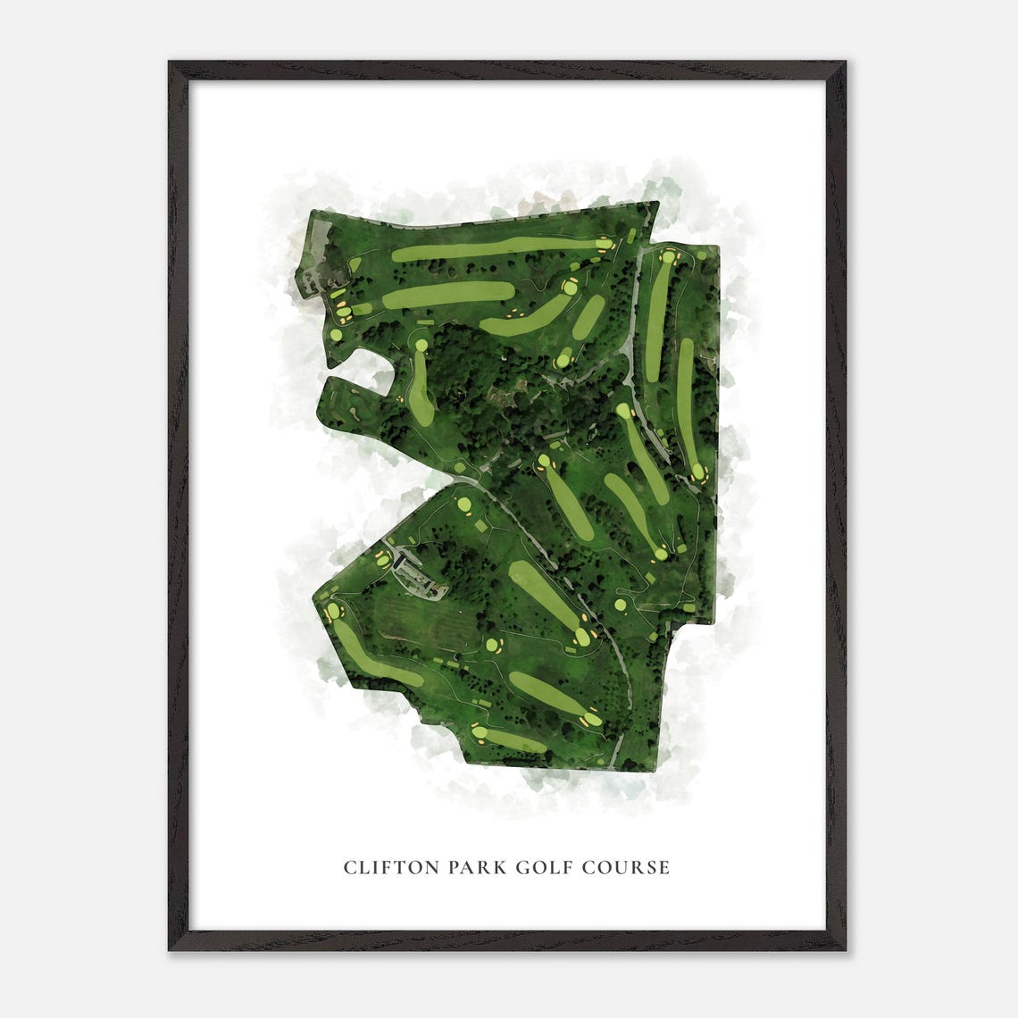 Clifton Park Golf Course Aerial Watercolor Map Art Poster Gift Decor - Image 3