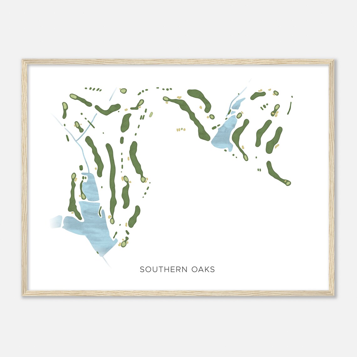 Southern Oaks South Carolina Modern Watercolor Course Map Poster - Image 2