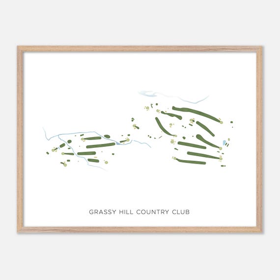 Grassy Hill Country Club In Orange Connecticut Modern Watercolor Map Golfer Gift Golf Wall Art Golf Poster Print Course Layout