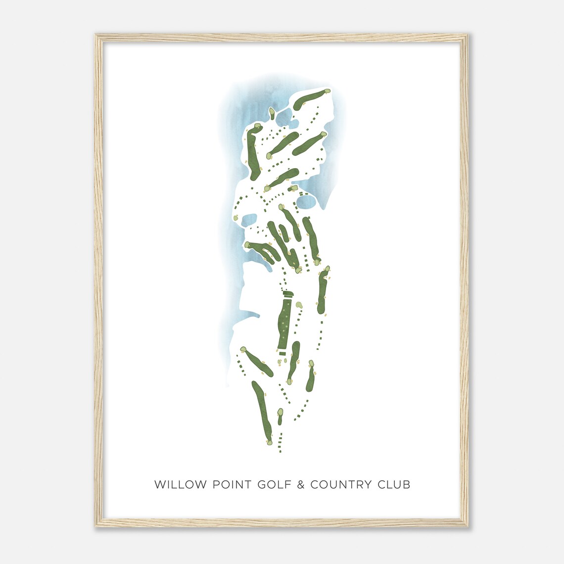 Willow Point Golf and Country Club Alabama Modern Watercolor Golf Map Poster