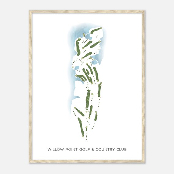 Willow Point Golf and Country Club Alabama Modern Watercolor Golf Map Poster
