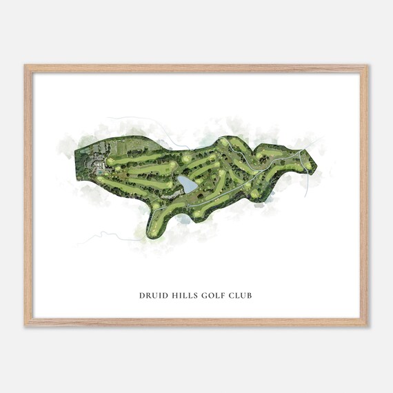Druid Hills Golf Club Atlanta Georgia Classic Watercolor Map Poster