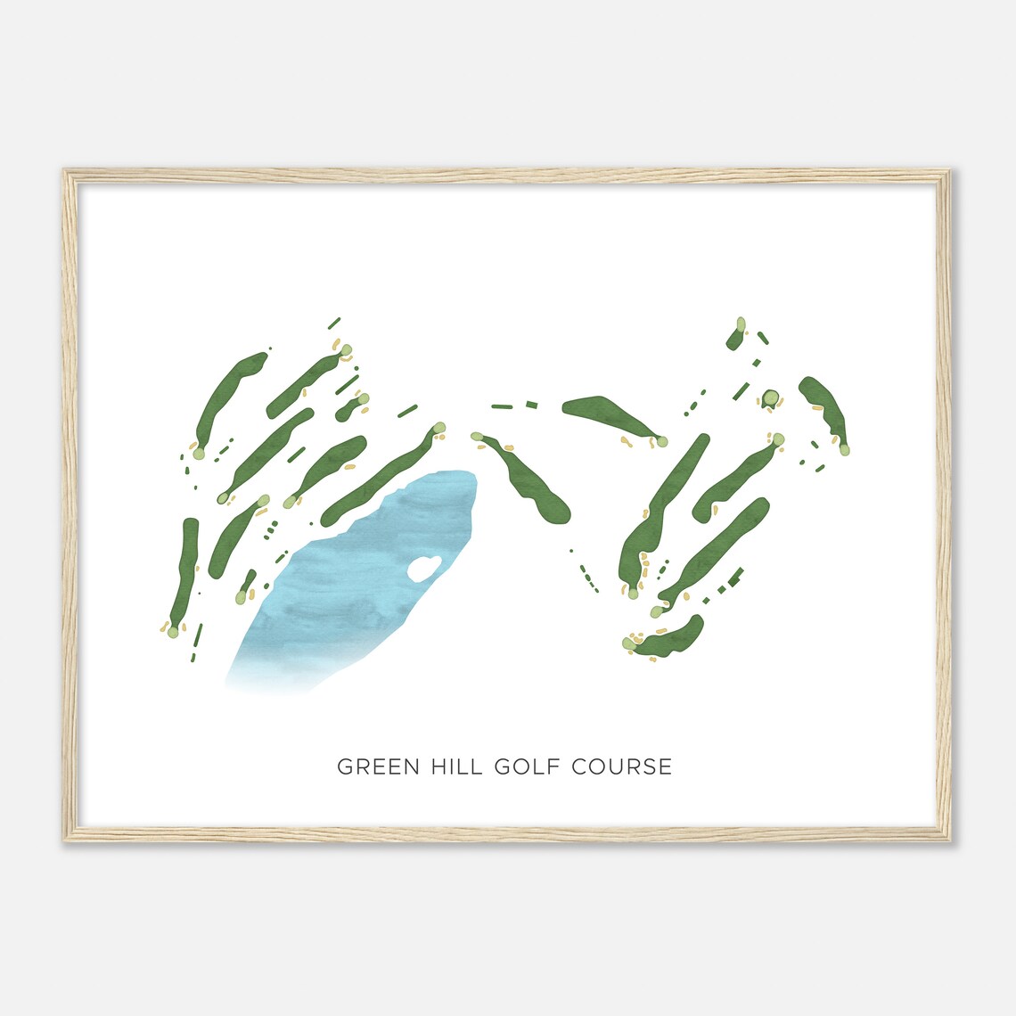 Green Hill Golf Course Modern Watercolor Golf Course Map Art Poster - Image 2