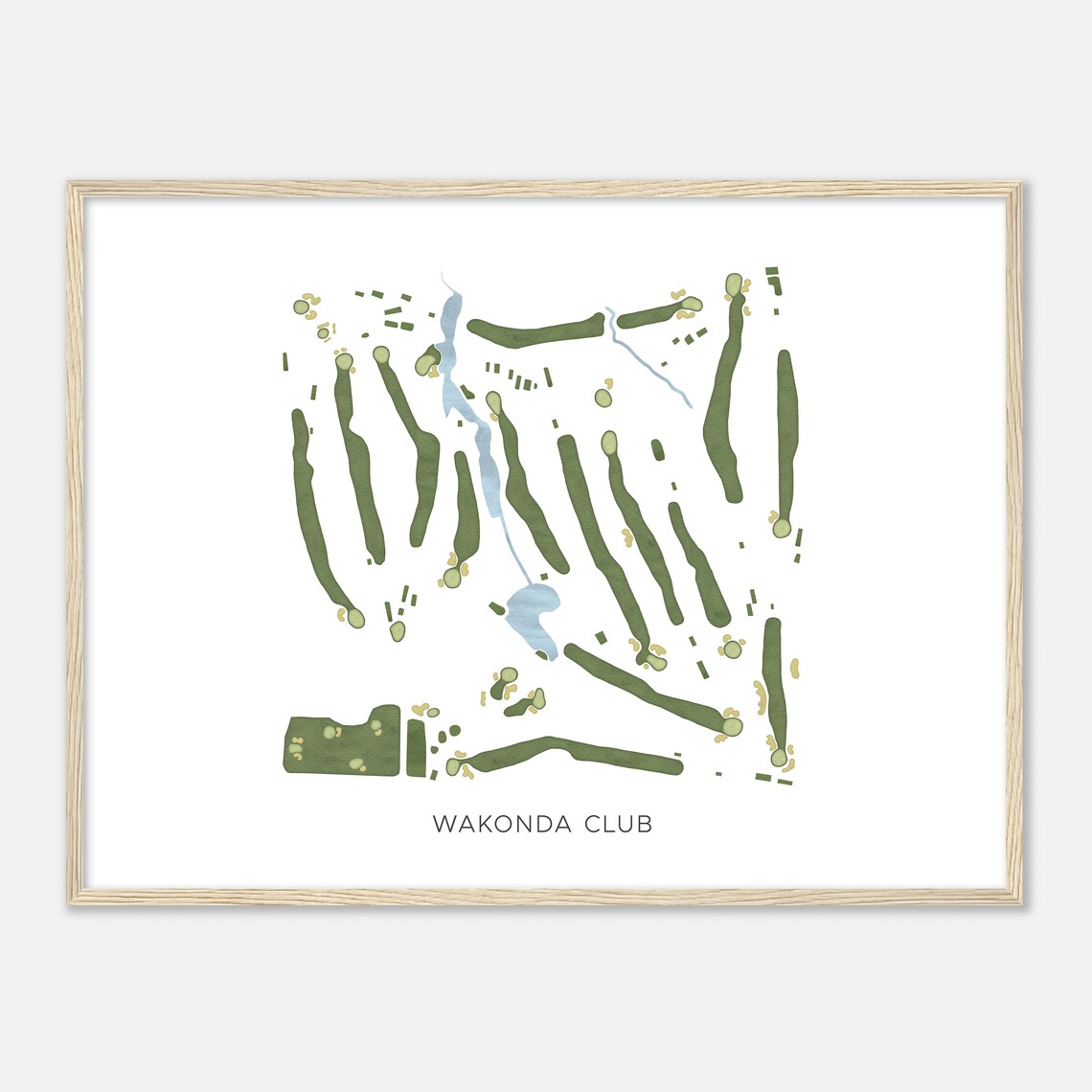 Wakonda Club Minimalist Watercolor Golf Course Map Golfer Gift Poster