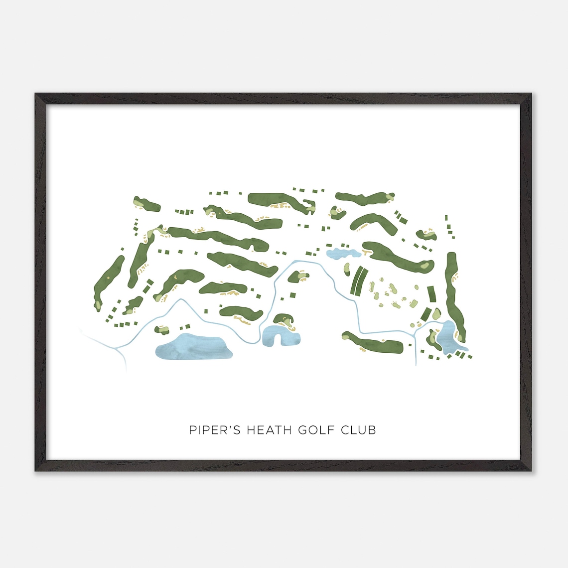 Piper's Heath Golf Club Modern Minimalist Watercolor Golf Map Poster - Image 4