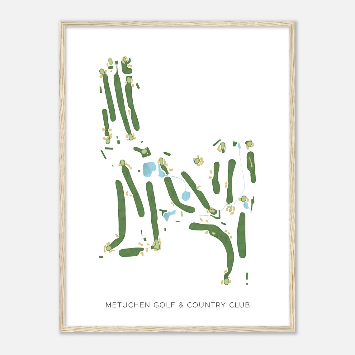 Metuchen Golf Country Club Modern Minimalist Course Map Poster - Image 2