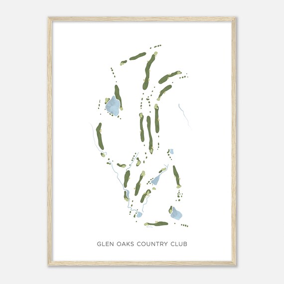Glen Oaks Country Club Iowa Modern Watercolor Map Golfer Gift Golf Wall Art Golf Poster Print Course Layout