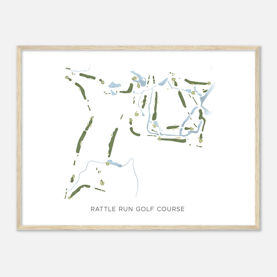 Rattle Run Golf Course Michigan Modern Watercolor Map Poster