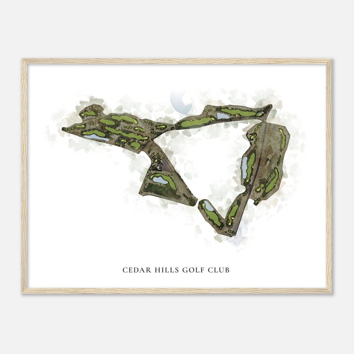 Cedar Hills Golf Club Satellite Style Watercolor Course Map Poster - Image 2