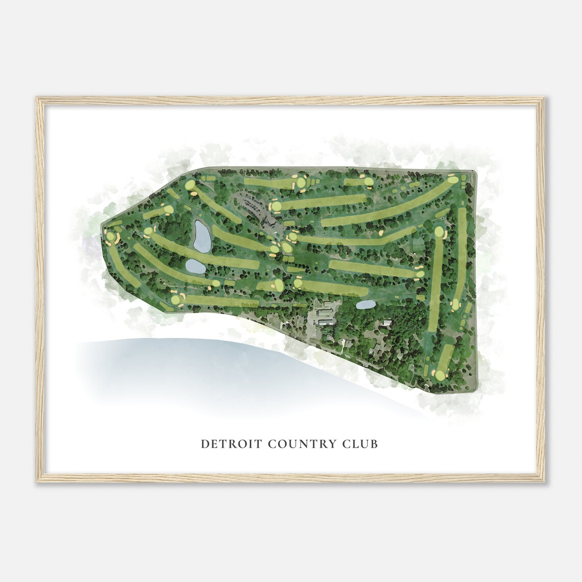 Detroit Country Club Classic Aerial Watercolor Fairway Map Poster