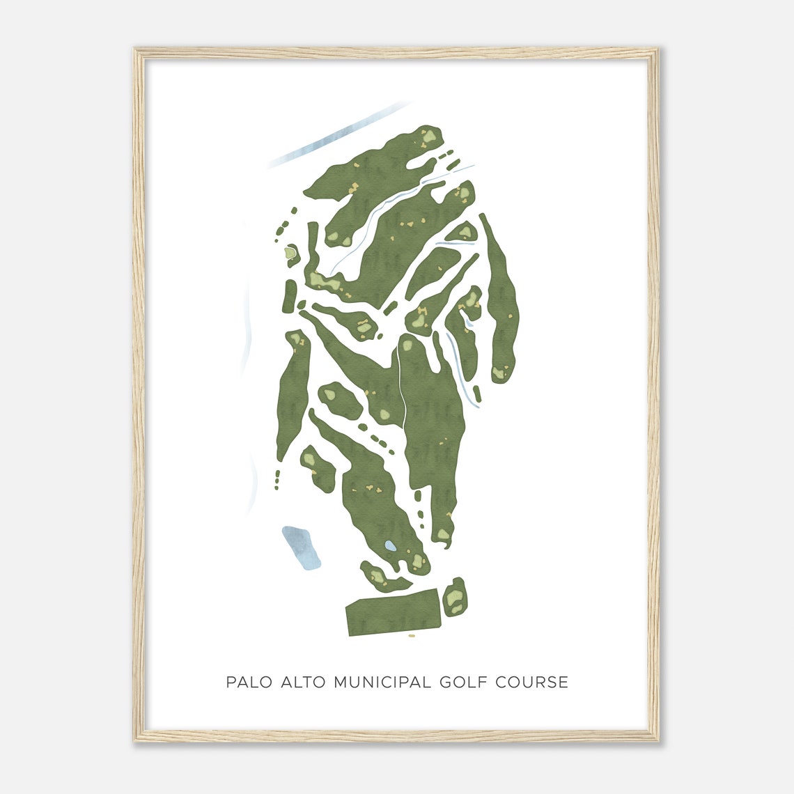 Palo Alto Municipal Golf Course Modern Watercolor Map Poster - Image 2