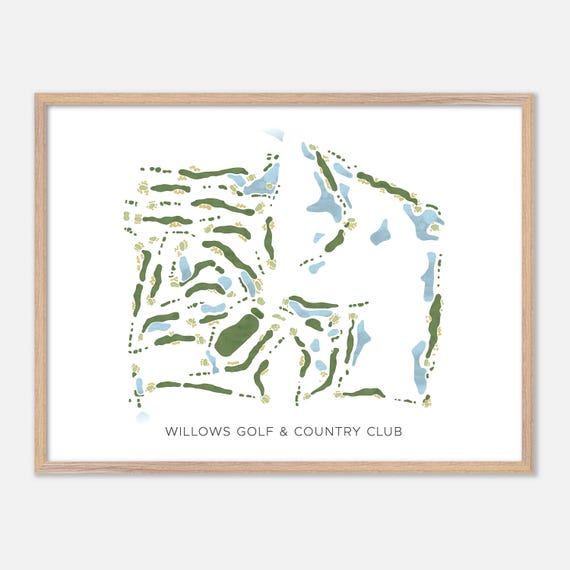 Willows Golf Country Club In Saskatoon Canada Modern Watercolor Map Golfer Gift Golf Wall Art Golf Poster Print Course Layout