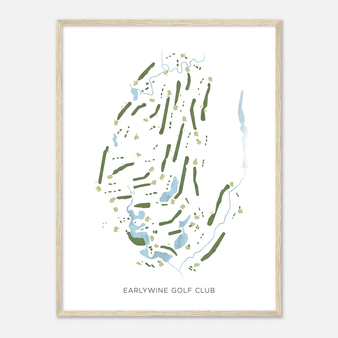 Earlywine Golf Club Oklahoma Modern Watercolor Golf Map Poster - Image 2