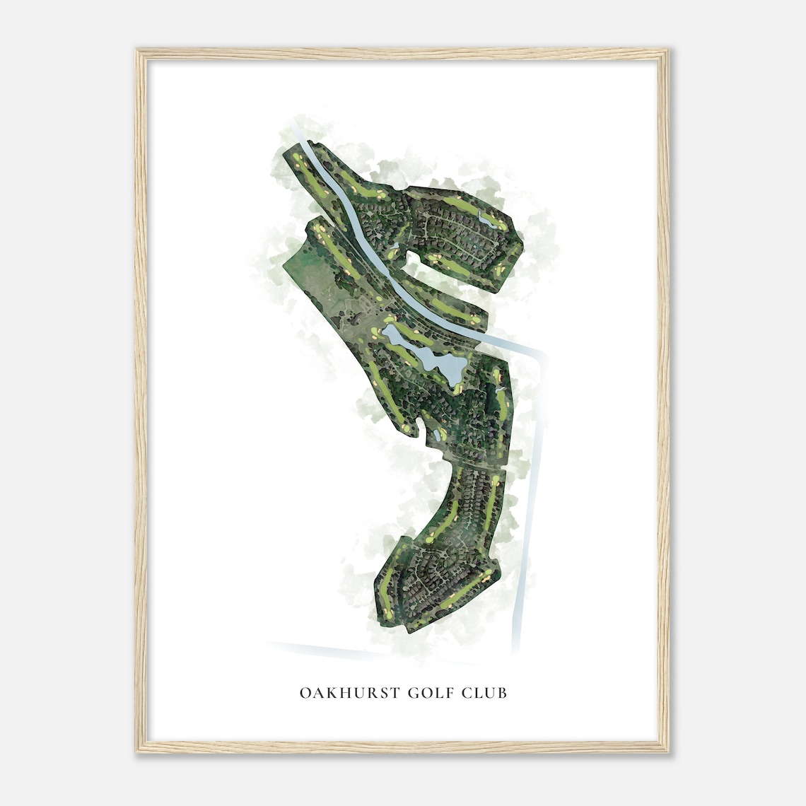 Oakhurst Golf Club Texas Classic Watercolor Course Map Poster - Image 2