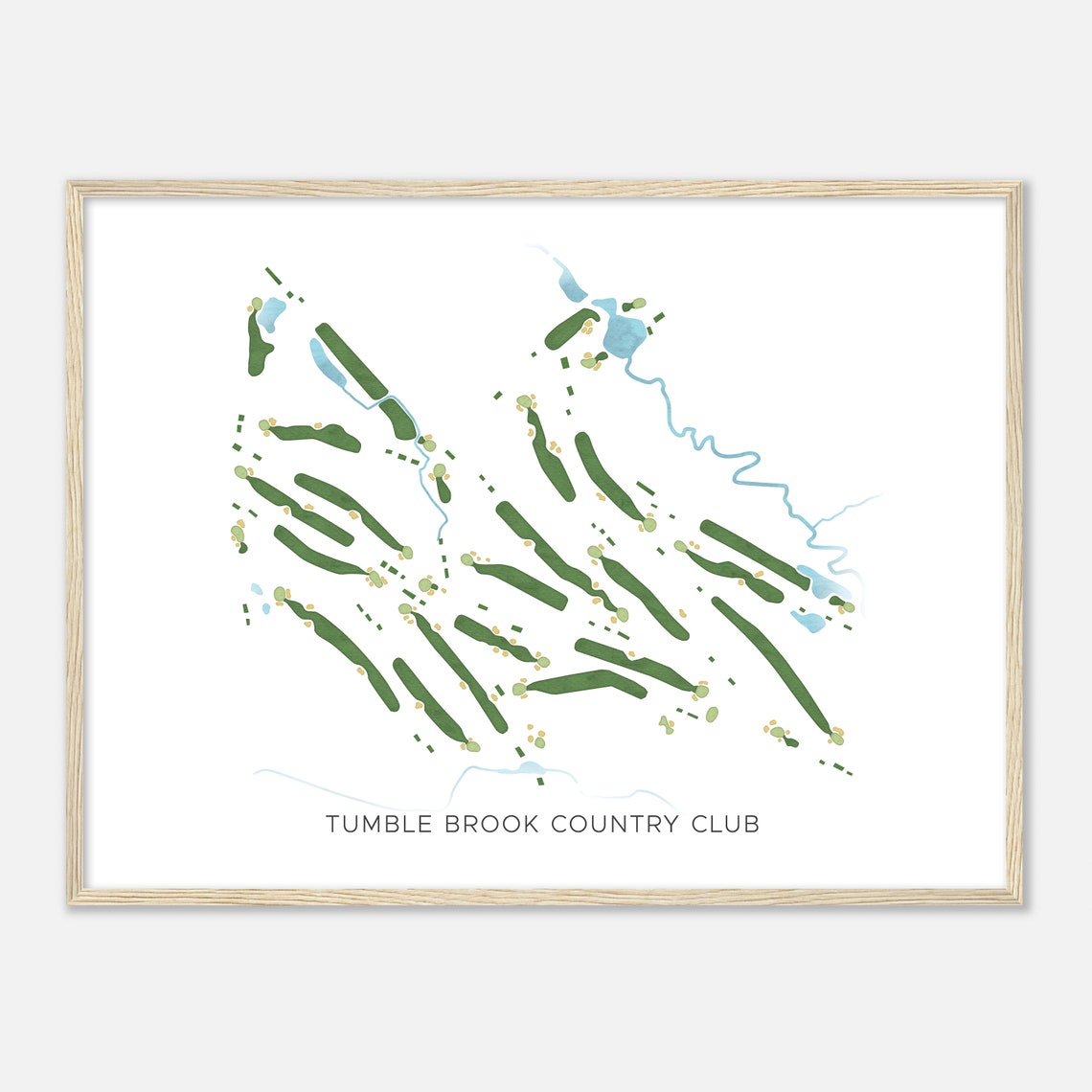 Tumble Brook Country Club Modern Watercolor Golf Course Map Poster - Image 2