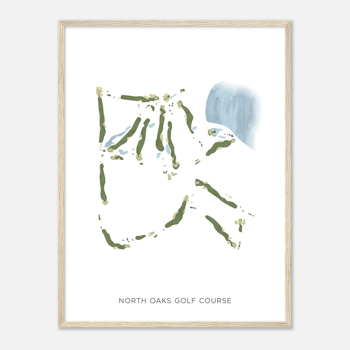 North Oaks Golf Course Hole Layout Watercolor Map Art Poster