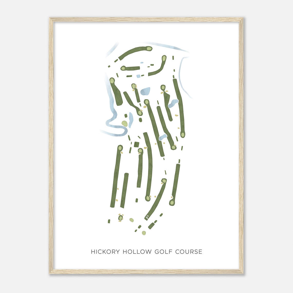 Hickory Hollow Golf Course Modern Minimalist Watercolor Map Poster
