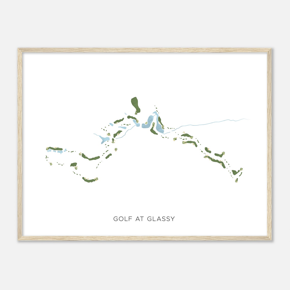 Golf at Glassy Modern Minimalist Watercolor Layout Map Poster