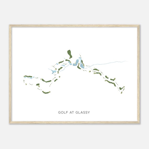 Golf at Glassy Modern Minimalist Watercolor Layout Map Poster