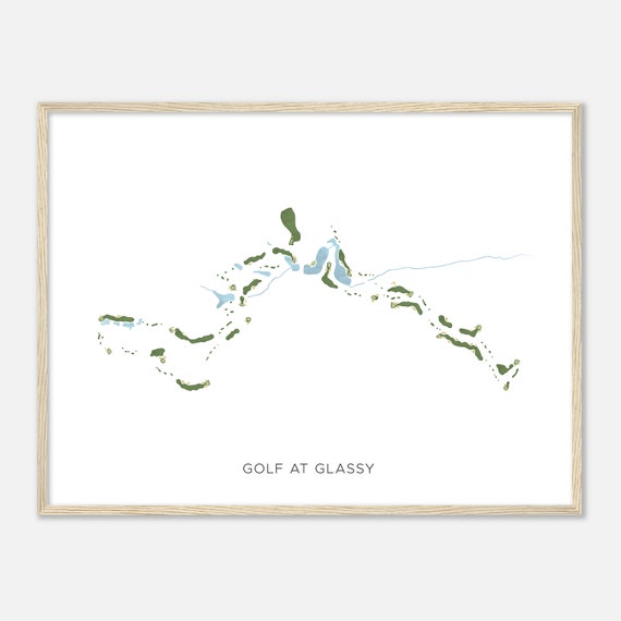 Golf At Glassy South Carolina Modern Watercolor Map Golfer Gift Golf Wall Art Golf Poster Print Course Layout
