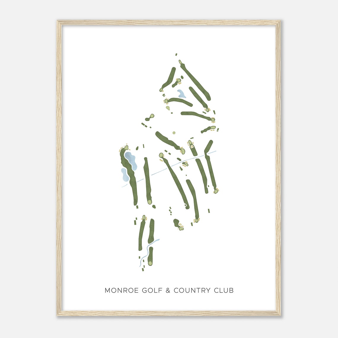 Monroe Golf and Country Club Modern Watercolor Course Map Art Poster