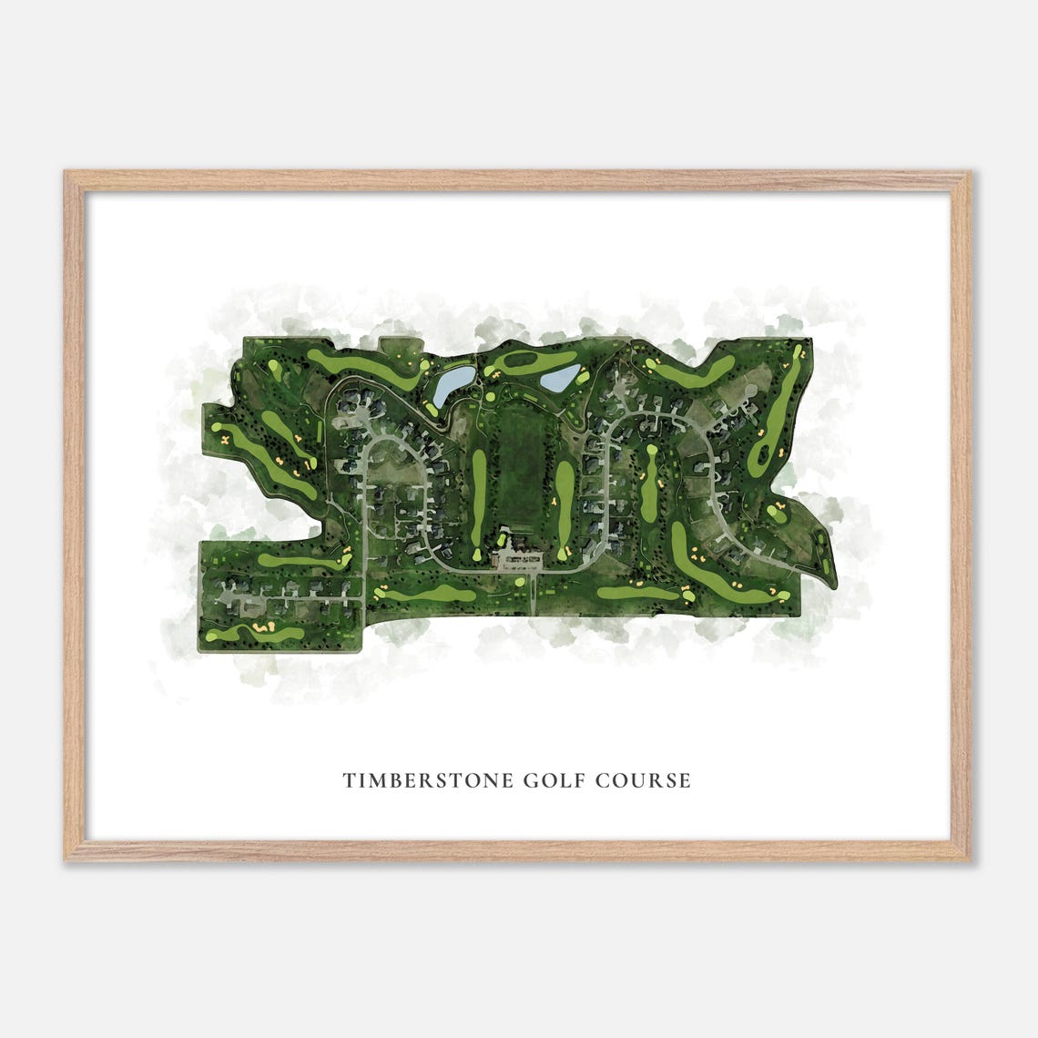 Timberstone Golf Course Classic Aerial Watercolor Map Poster