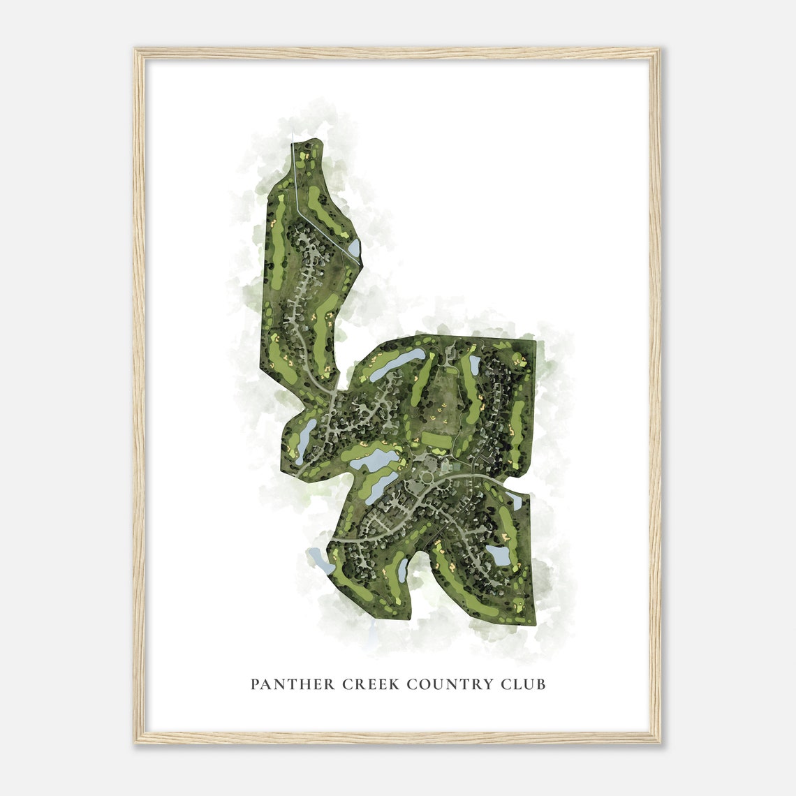 Panther Creek Country Club Illinois Classic Watercolor Map Poster