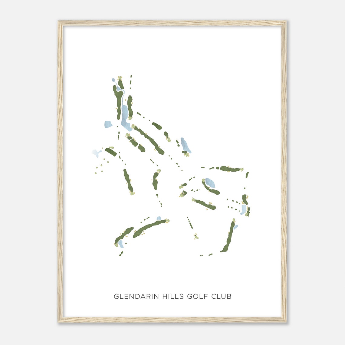Glendarin Hills Golf Club Modern Watercolor Course Map Poster