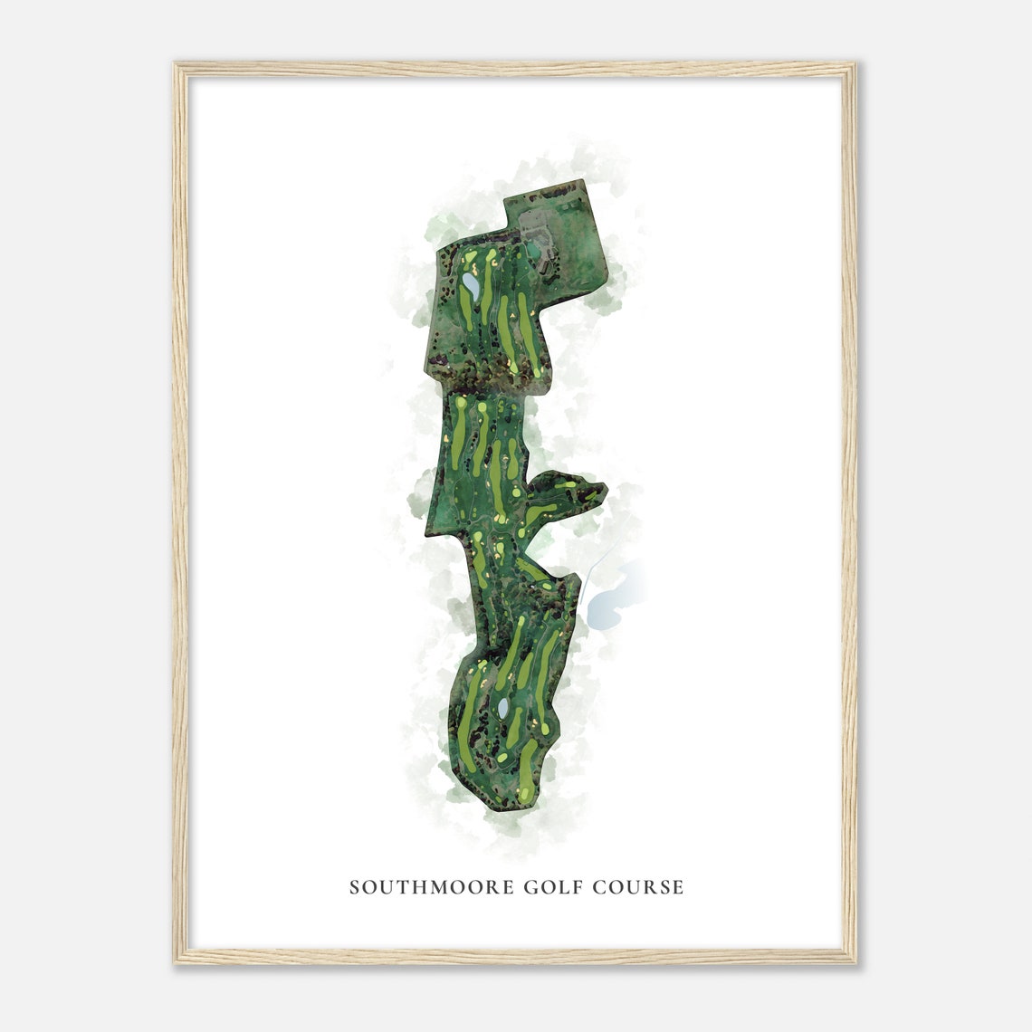 Southmoore Golf Course Watercolor Aerial Golf Course Map Poster - Image 2