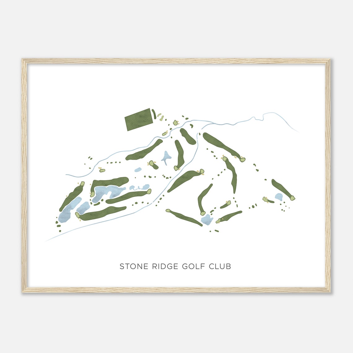Scenic Stone Ridge Golf Club Modern Minimalist Course Map Poster - Image 2