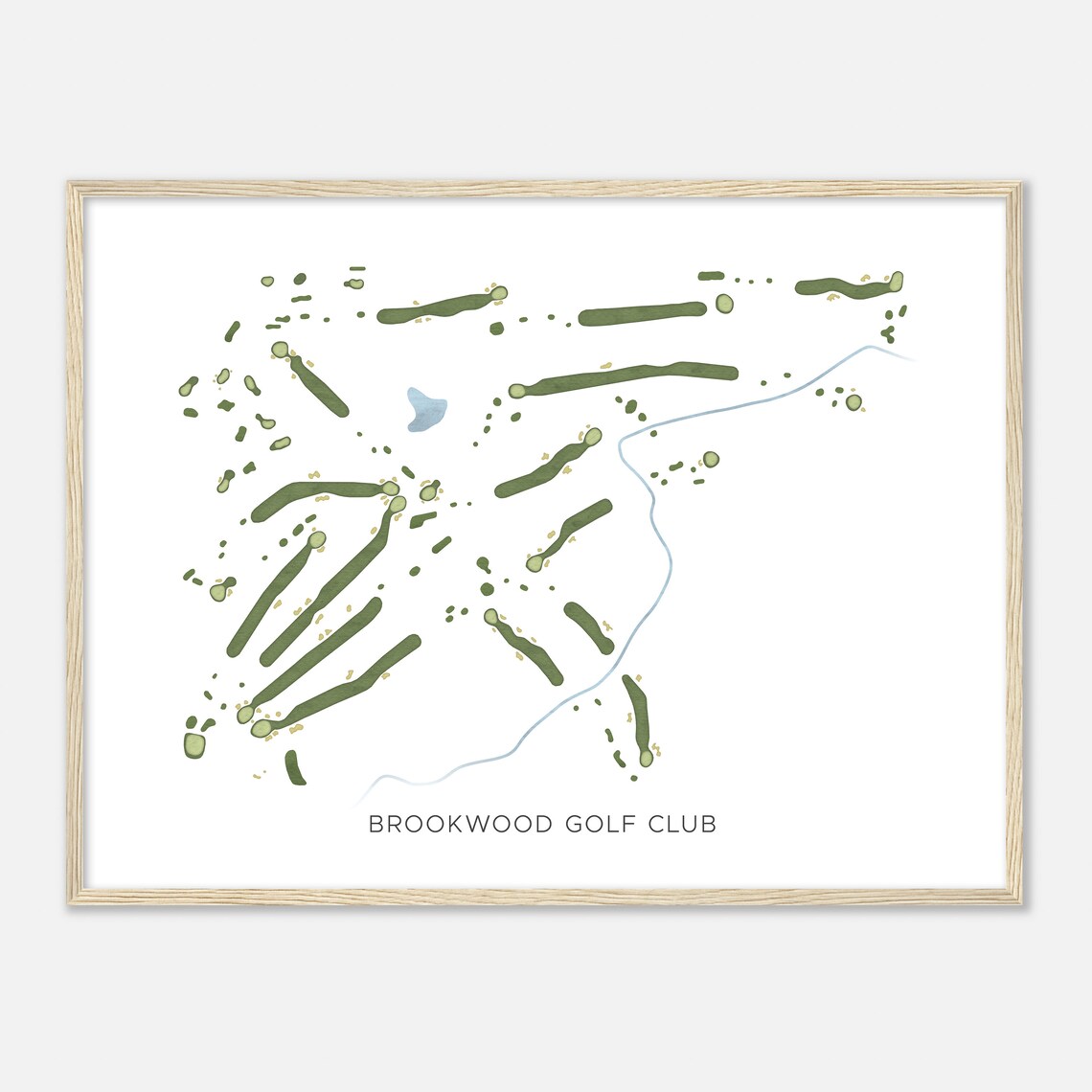 Brookwood Golf Club Indiana Modern Watercolor Course Map Poster - Image 2