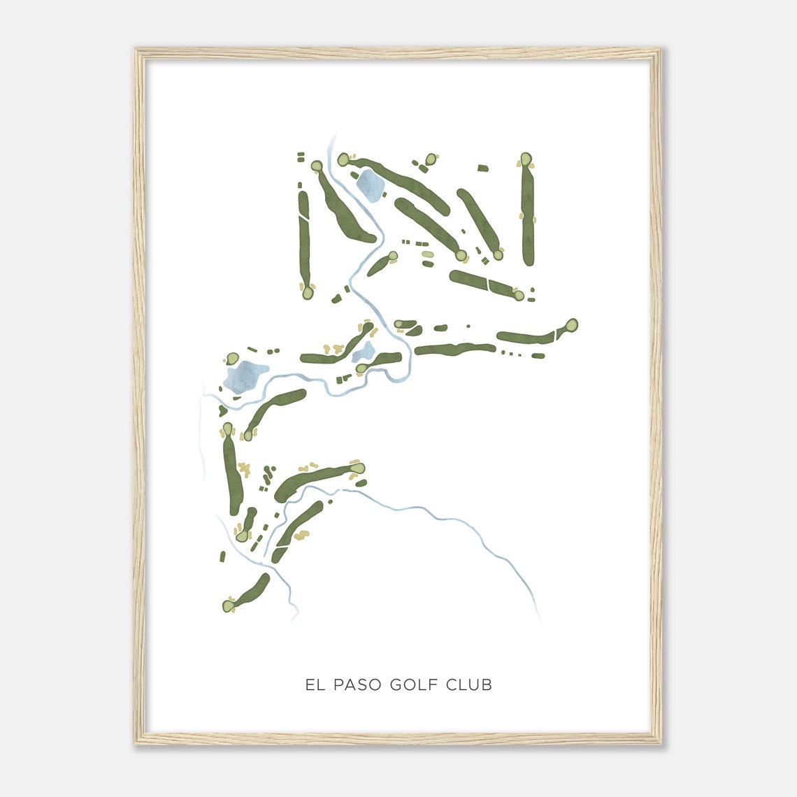 El Paso Golf Club Illinois Watercolor Course Map Golfer Poster