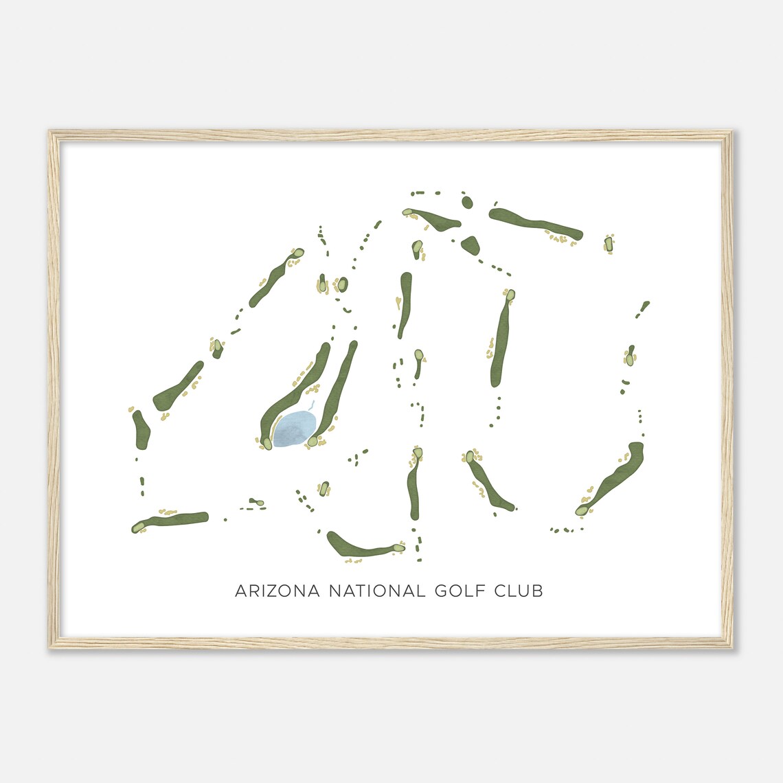 Arizona National Golf Club Minimalist Green Fairway Map Poster