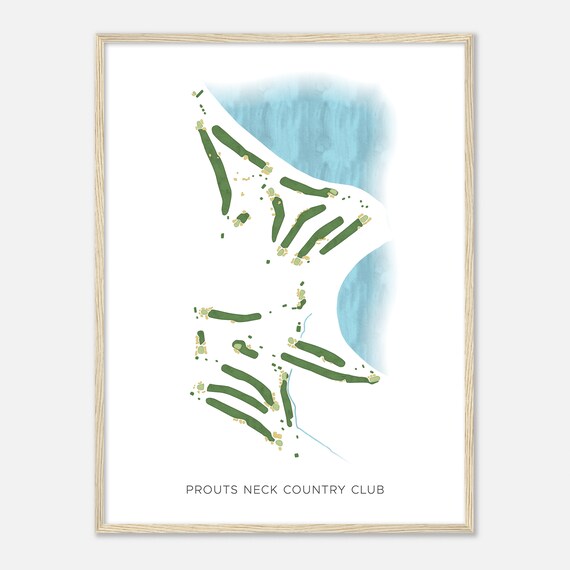 Prouts Neck Country Club Maine Modern Watercolor Map Golfer Gift Golf Wall Art Golf Poster Print Course Layout