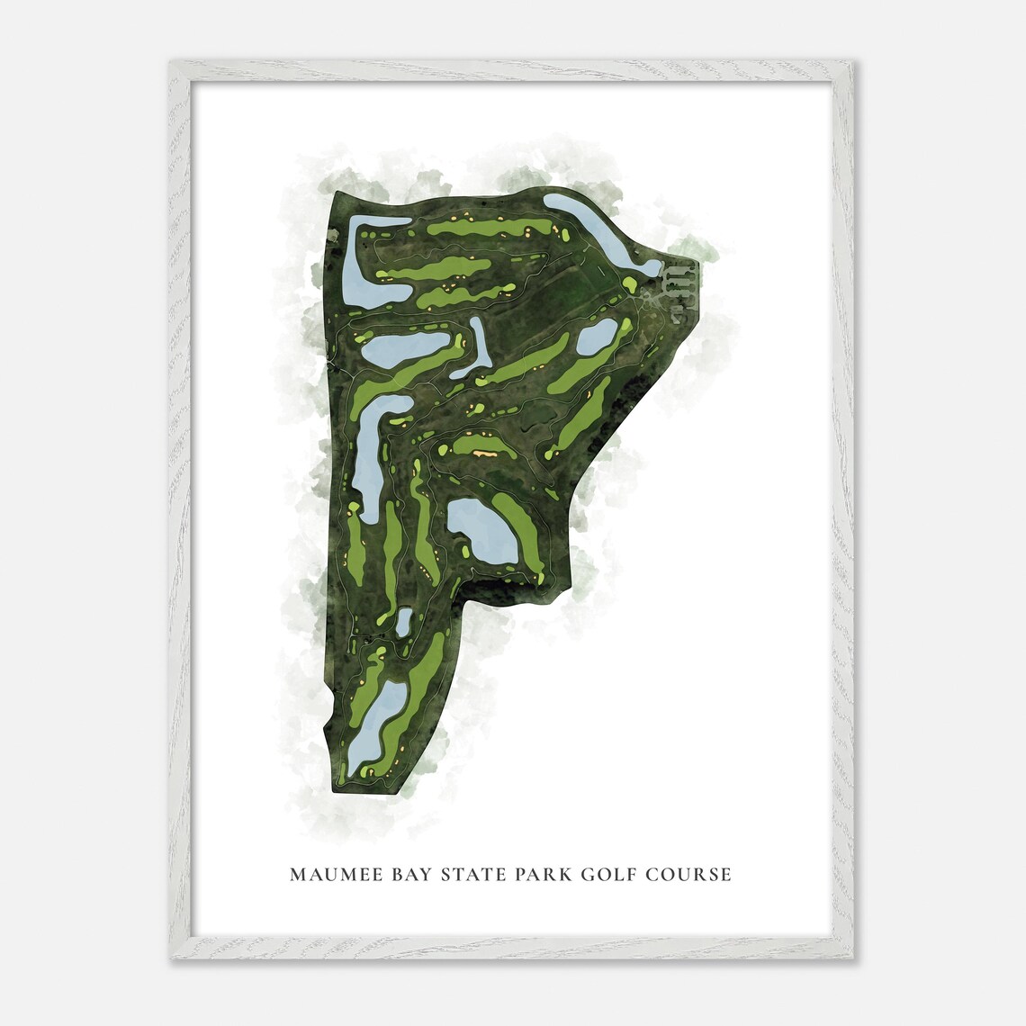 Maumee Bay State Park Golf Course Aerial Watercolor Map Art Poster Gift - Image 2