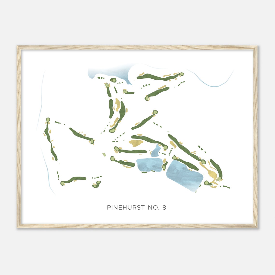 Pinehurst No. 8 North Carolina Modern Watercolor Golf Map Poster