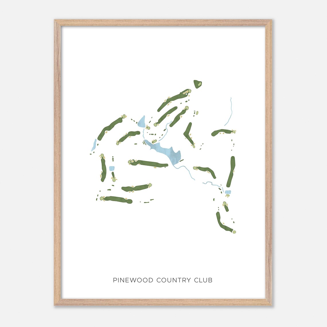 Pinewood Country Club North Carolina Modern Watercolor Map Poster - Image 2